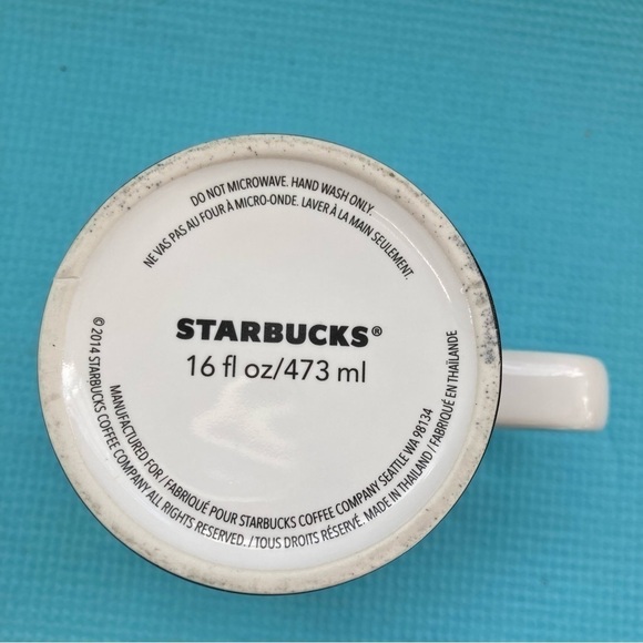 STARBUCKS 2014 Dot Collection Brown Floral Gold 16oz. Ceramic Coffee Tea mug - Picture 7 of 7